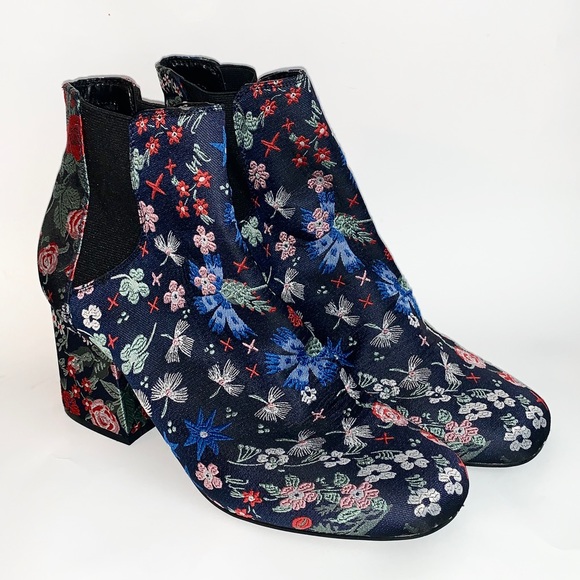 Indigo Shoes - Size 10 women’s floral slip on ankle boots